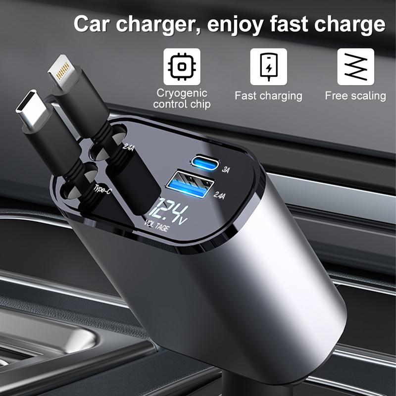 4 in 1 Retractable Charger (شاحن 4 في 1 قابل للسحب متعدد الاستخدامات)